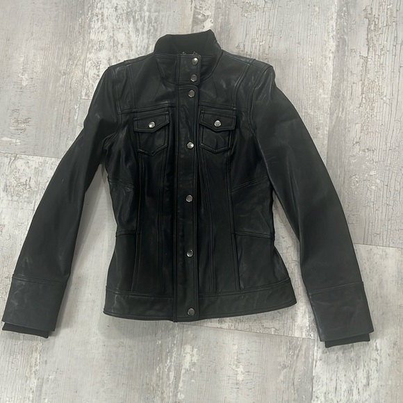 Black Rivet Leather Jacket - Picture 1 of 3